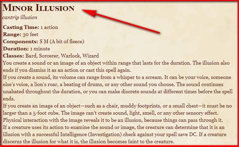 5e minor illusion